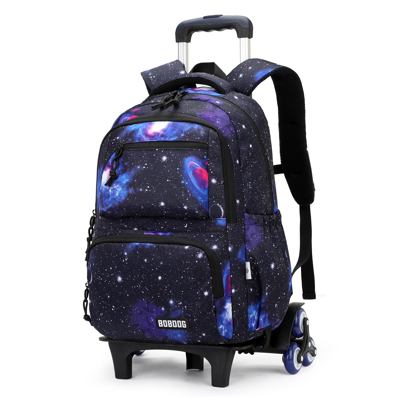 VIDOSCLA Galaxy Kids Rolling Backpack for Boys Primary Students Wheeled Bookbags for School