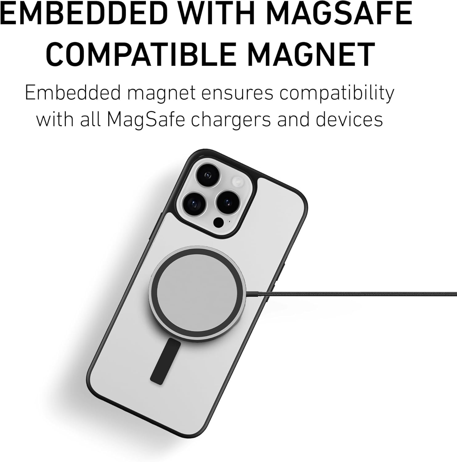 PEEL Bumper Case for iPhone 16 Pro Max (Black) - Military-Grade Drop Protection, Embedded Magnet Compatible with MagSafe, Thin Minimalist Design, Branding Free - Showcases Your Device