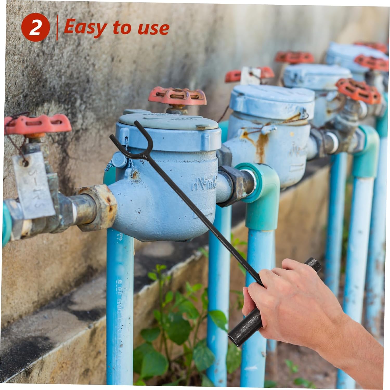 Heavy Duty Water Valve Shut Off Key Tool Long U-Shaped Handle Water Meter Wrench for Easy Control and Gas Shut Off
