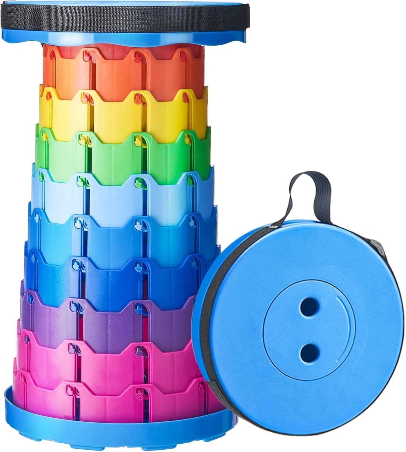 Shopiable Store Telescopic Folding Stool Lightweight, Sturdy, and Portable with 180 kg Capacity for Travel Camping Picnic Parties, Rainbow Finish with Carrying Straps (B0DFWQ5QGS) Amazon Price History, Amazon Price Tracker