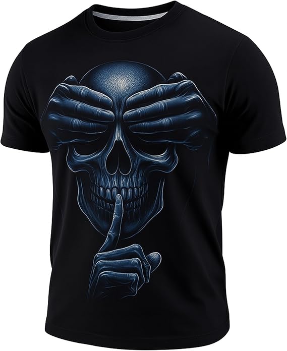 Blissboy Funny Skull Graphic T-Shirt Novelty Short Sleeve Crewneck Shirt