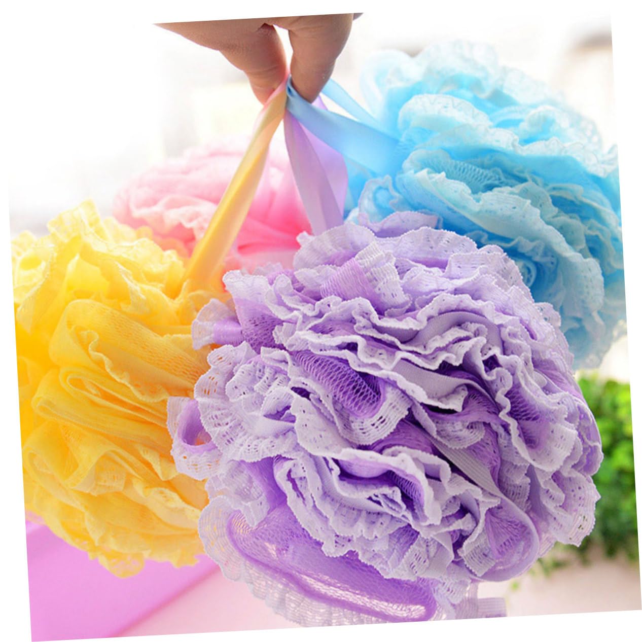DOITOOL 5piezas Esponjas De De Exfoliante Encaje Balones y Acolchadas Para Cuidado Mezclados