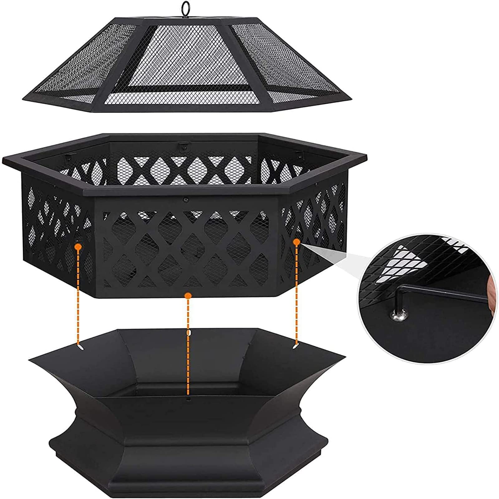 Chimenea al Aire Libre de Mesa Hoguera portátil de 22 Pulgadas Chimenea al Aire Libre Chimenea de terraza Adecuado para Acampar Calefacción al Aire Libre Hoguera y Picnic,Negro