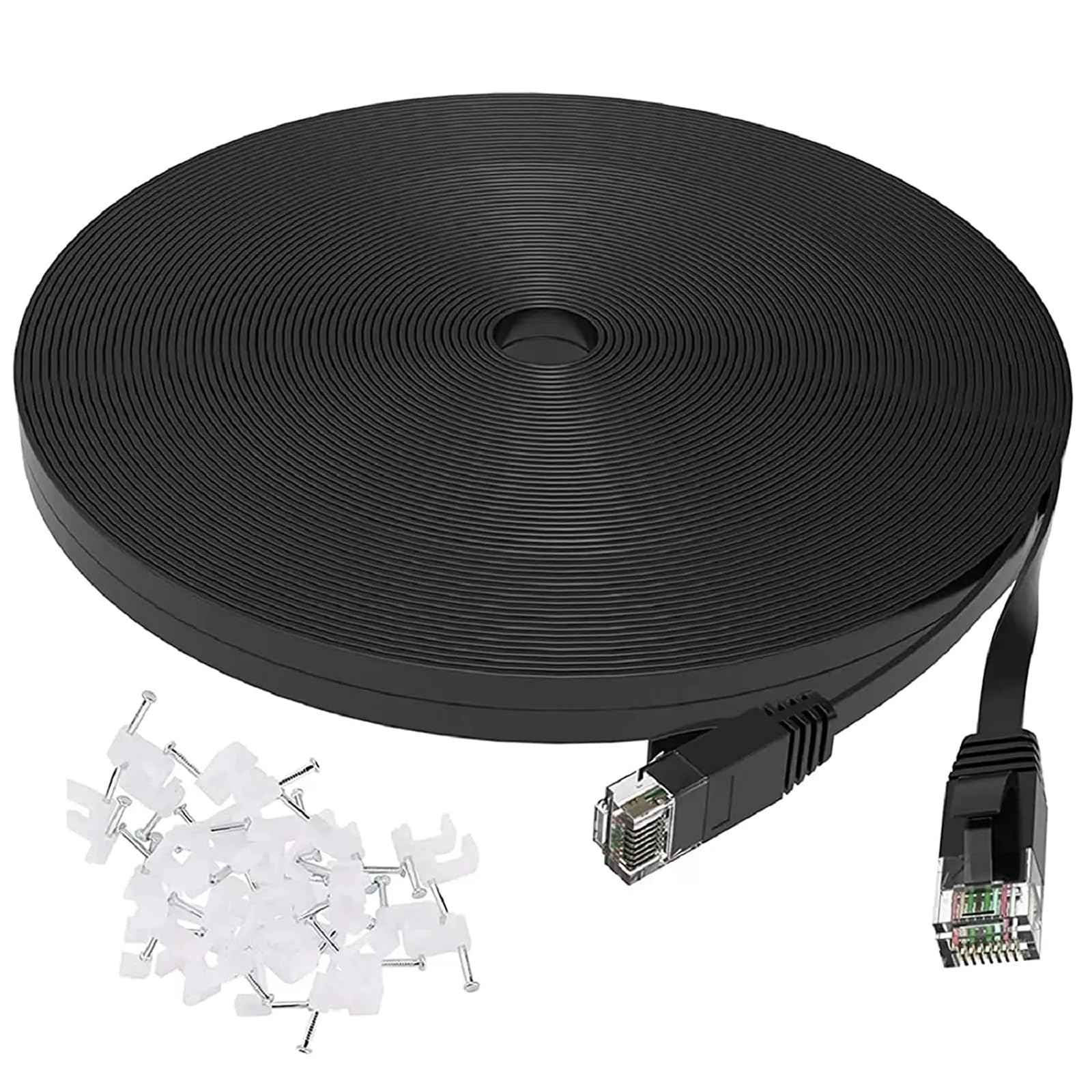 Cavo Ethernet Cat6 Cavo di rete Internet piatto lungo ad alta velocità Patch LAN Rj45 for cavo modem router Ethernet Cat 6(Black,15m)