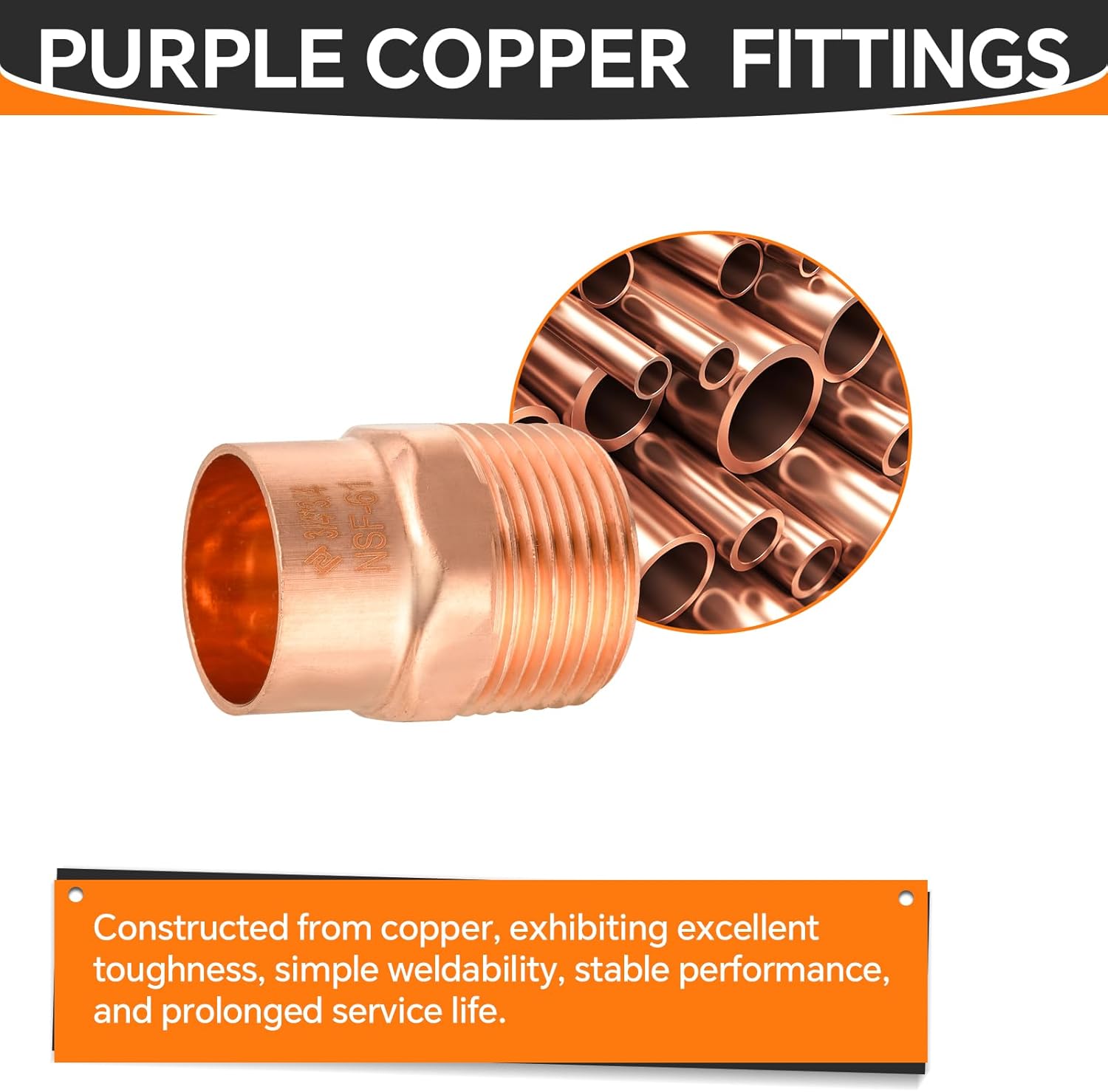 HeSun 20-Pack Copper Fittings, 3/4-Inch Copper Male Adapter, C x MNPT with Sweat Solder Connection