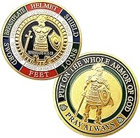 Vista 1 de Moneda de desafío de armadura de Dios, Medallón de coleccionista de monedas de oración