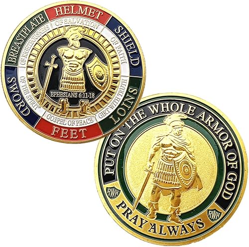 Moneda de desafío de la armadura de Dios moneda conmemorativa de oración