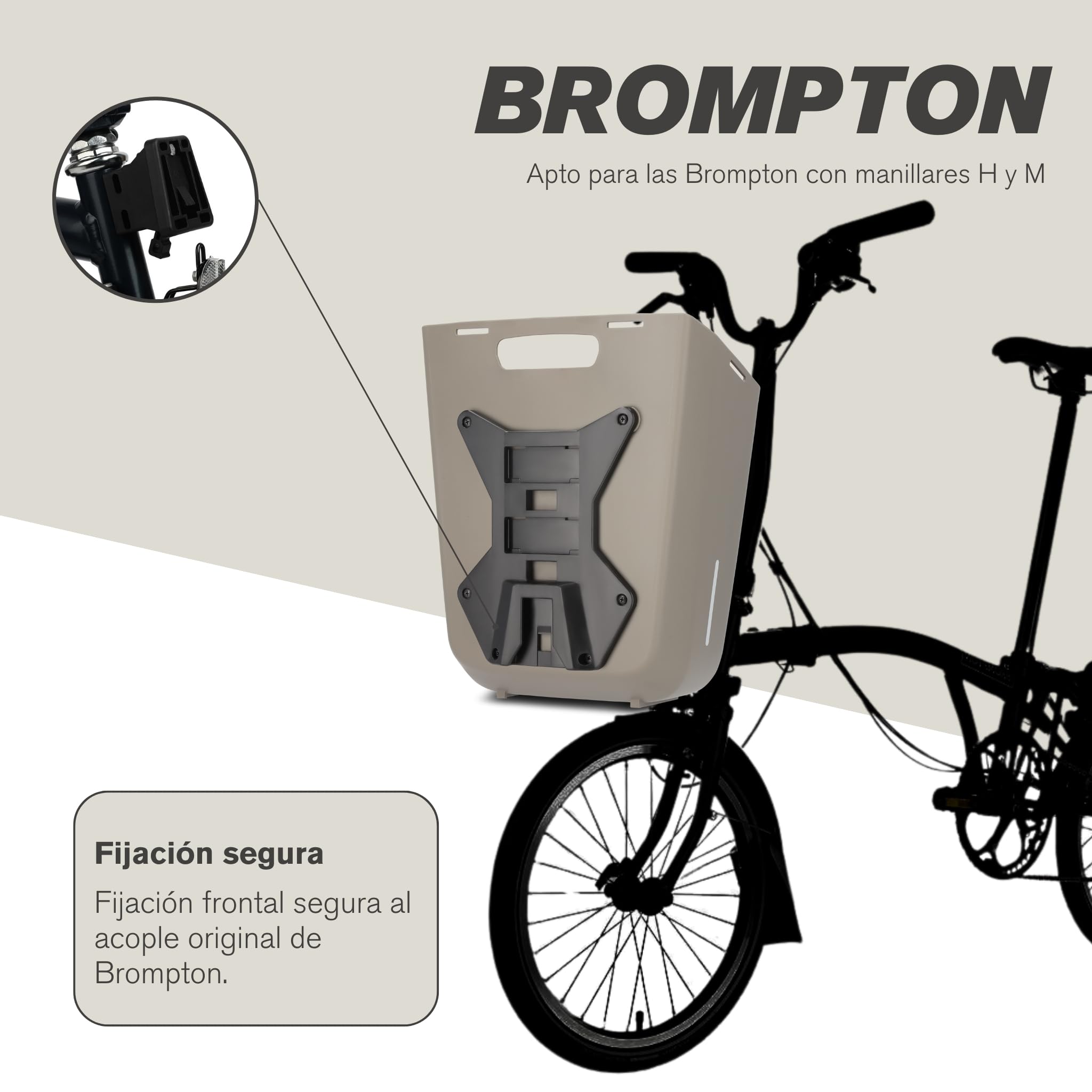 SHAD Bikes - Alforja Rígida Bicicleta Brompton 20L | Maleta Frontal Urbana | Bolsa para Brompton | Alta Resistencia al Impacto (Florence Cream)
