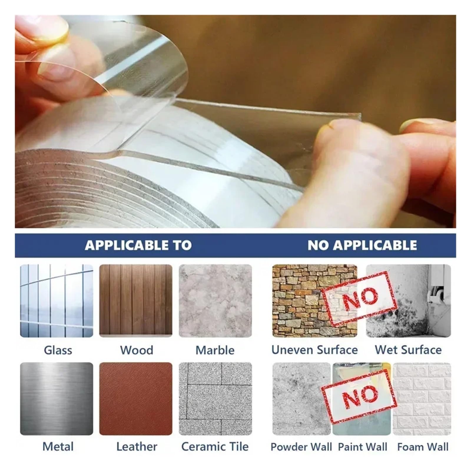 Nastro adesivo biadesivo trasparente, 10 m 32 piedi Gadget trasparenti for nastri decorativi adesivi for la casa