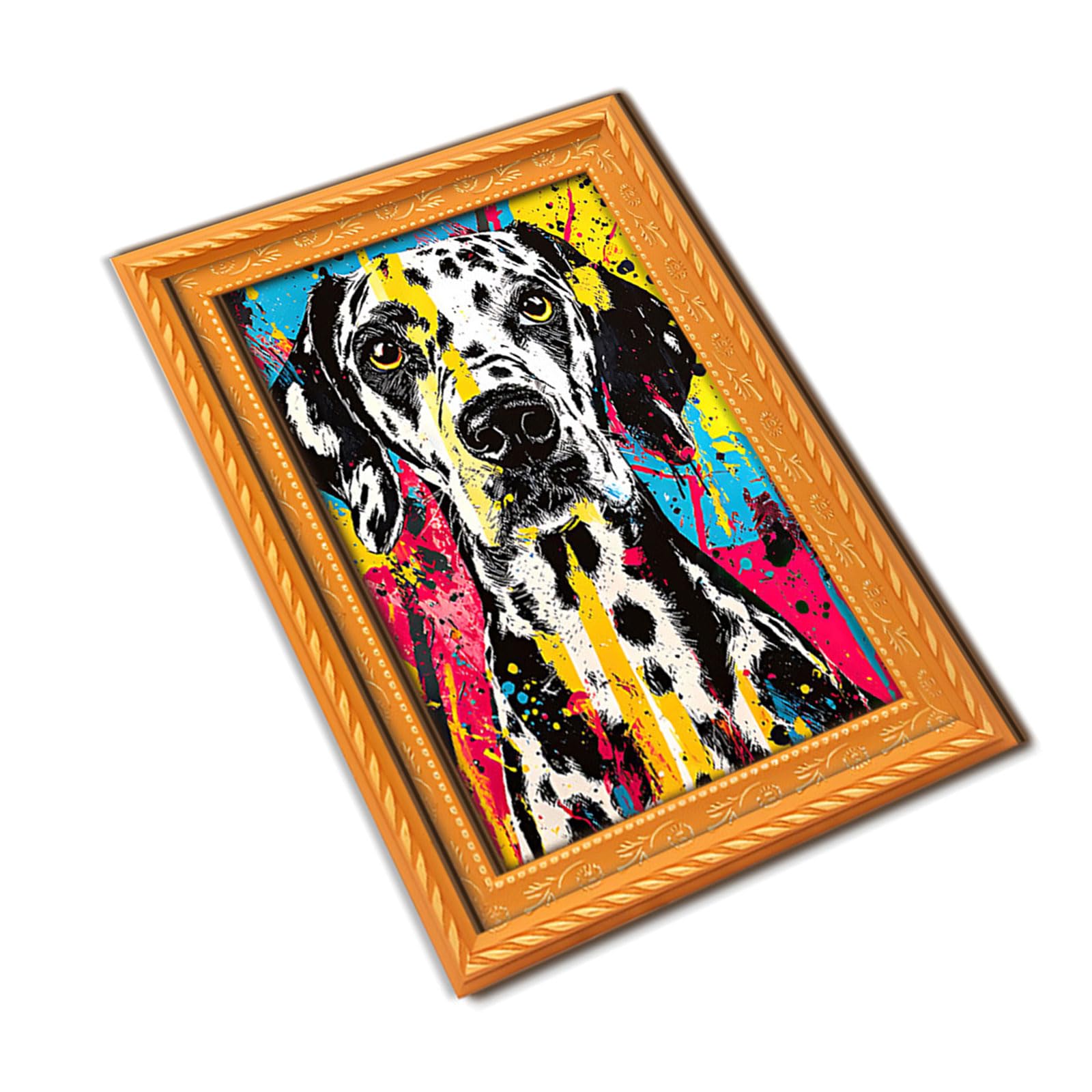 Jazuaiao Artistic Dog Themed Refrigerator Magnets Natural Wood Frame Fridge Magnets for Kitchen Decoration Painting Pattern Soft Stickers