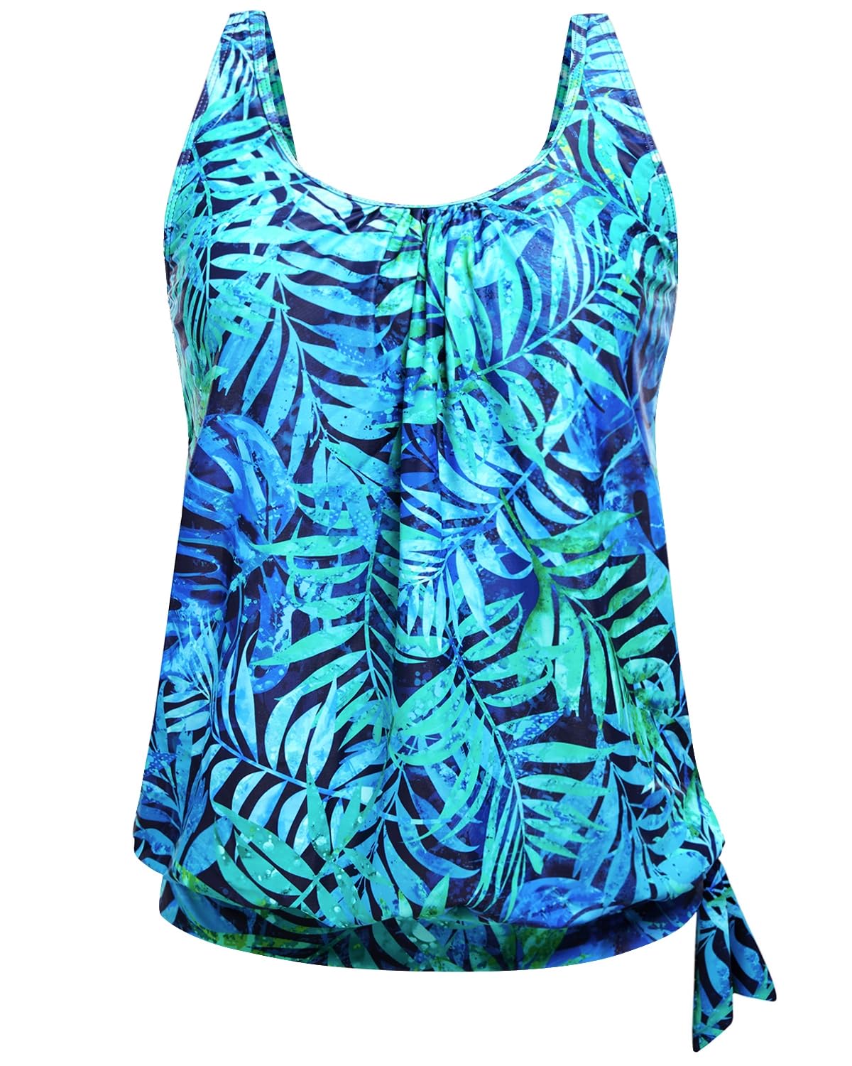 Yonique Womens Blouson Tankini Swim Top Loose Fit Strappy Bathing Suit