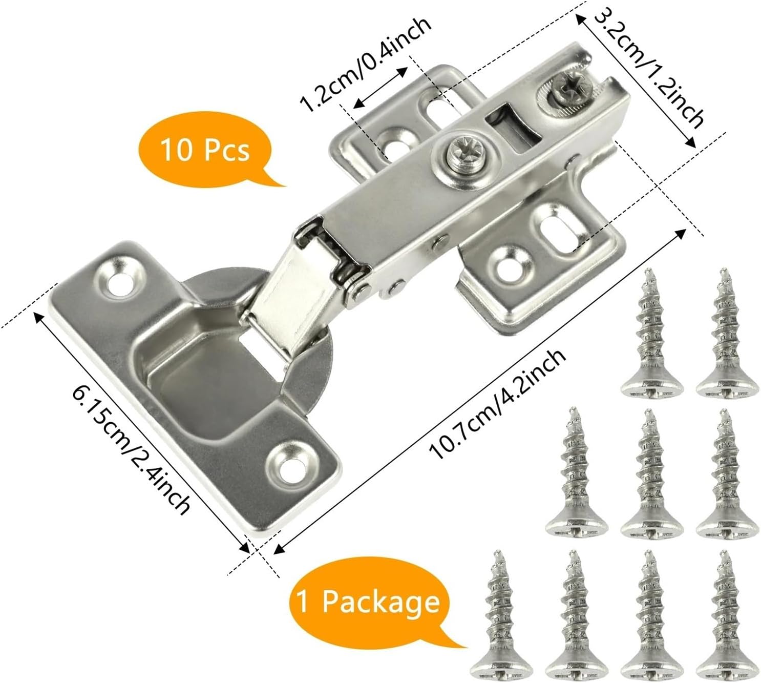 10Pcs Premium Soft Close Cabinet Hinges 95°-105° for Kitchen & Bathroom - Durable Nickel-Plated Steel