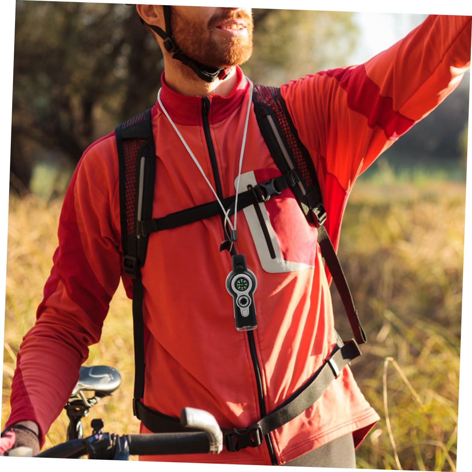 BESPORTBLE Fischietto Multifunzionale Riscaldamento Outdoor Rescue Tool termometro urgenze ed emergenze Alimentazione Esterna Fischietto con Cordino la Bussola fischia all'aperto Addominali