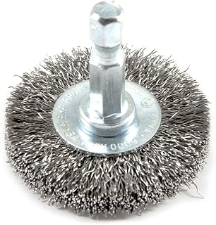 Forney 72726 Wire Wheel Brush, Fine Crimped with 1/4-Inch Hex Shank, 1-1/2-Inch-by-.008-Inch