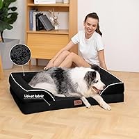 Vista 207 de Comfort Expression Cama ortopédica para perros extra grandes de 45 x 35 pulgadas, cama para mascotas XL de espuma tipo caja de huevos impermeable