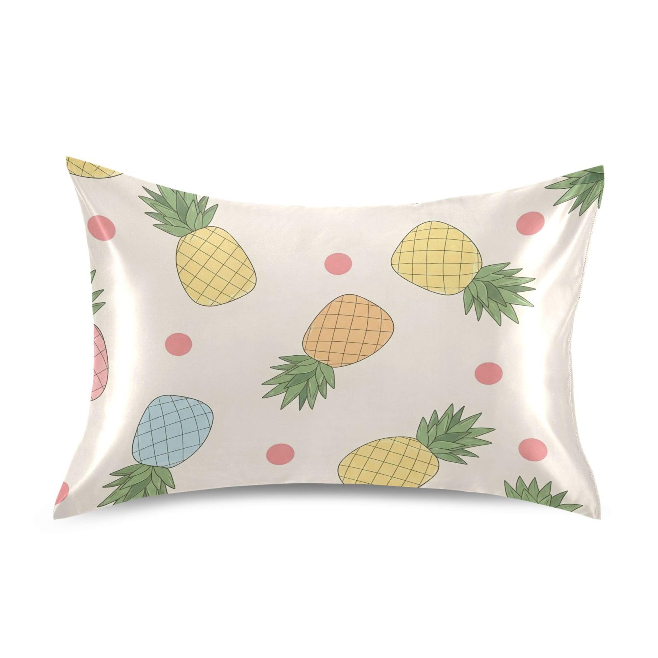 Fuauuyl Pillowcase Queen Size 20x30 in, Pineapples Soft Breathable Satin Pillow Case for Hair and Skin with Envelope Closure Wrinkle-Free