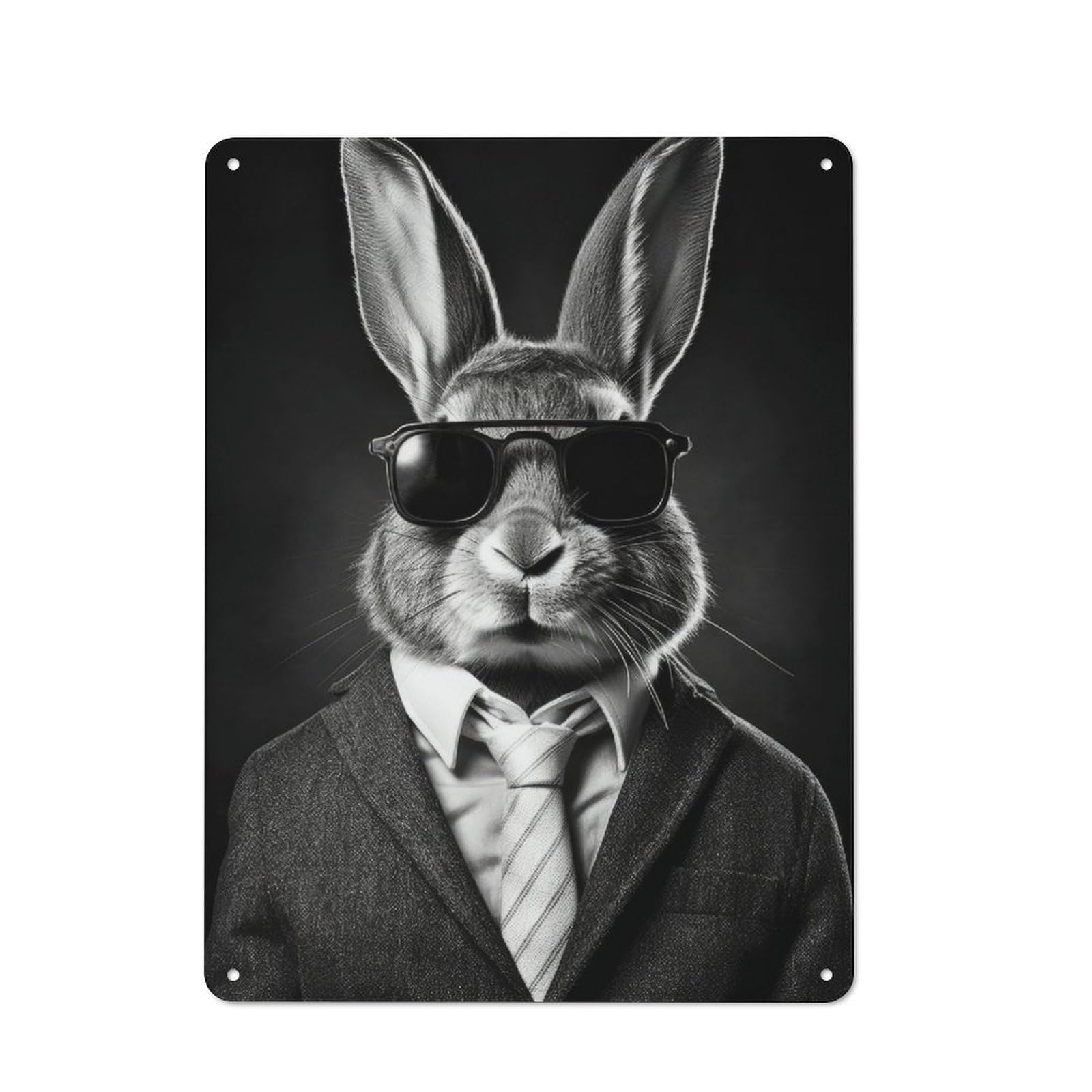 Junmoney Rabbit Sunglasses Vintage-Inspired Tin Sign 40X30cm For Garage Or Workshop, For Garage, Workshop And Man Cave Decoration