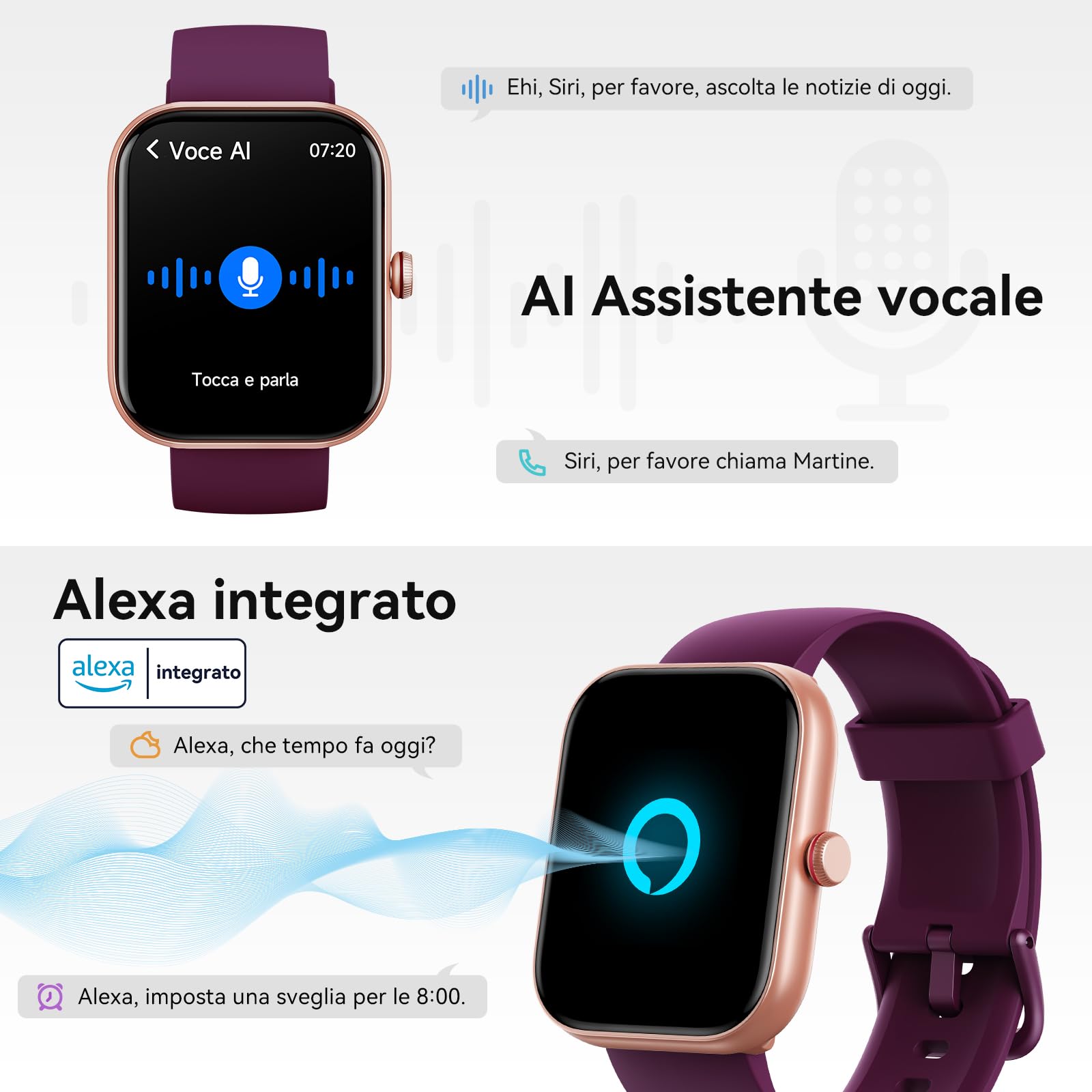 Smartwatch Uomo Donna, 1.91" Orologio Smartwatch Chiamate, Alexa Integrato Fitness Tracker con cardiofrequenzimetro Monitor del SpO2/Sonno/Stress,110 Sportive IP68 Orologio Contapassi per Android iOS