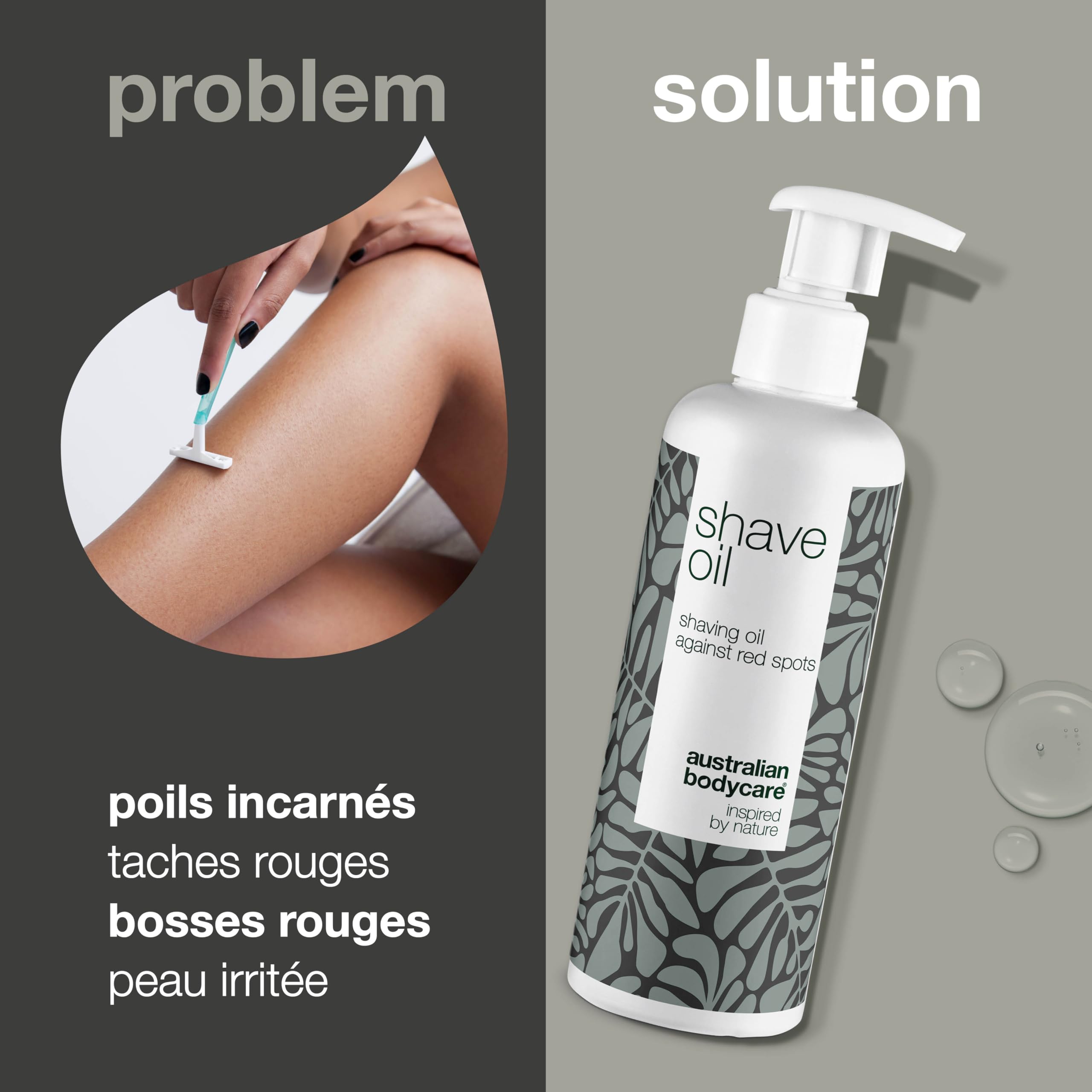 Huile de rasage pour tout le corps (250 ml) - Huile de rasage contre l'irritation, les rougeurs et les boutons de rasage - Résultat : peau lisse, douce, avec moins d'irritation et de rougeurs