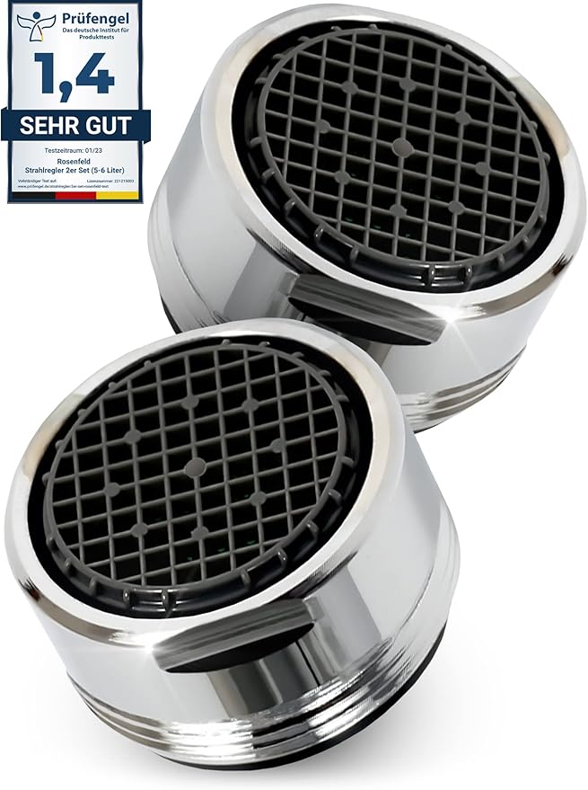 6 Aeratori Per Rubinetti 24mm - Rompigetto Per Cucina E Bagno, Ottone Cromato, Risparmio Idrico