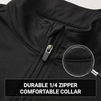 Mens Quarter Zip Pullover Top Quick Dry Long Sleeve Mock Neck Active Workout Tee Shirts