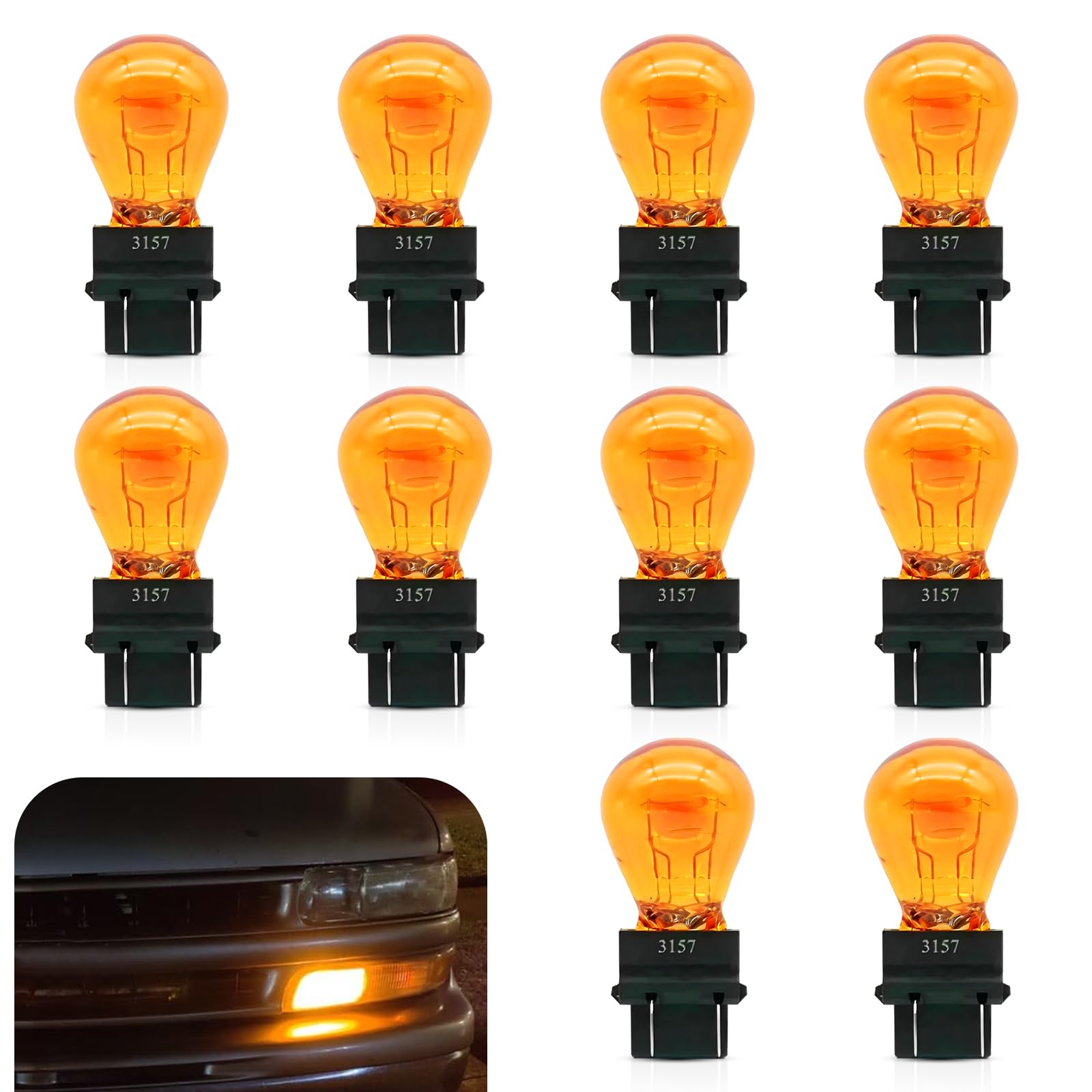Dogary 10 PCS 3157 Bulb, Automotive Turn Signal Brake Light Bulb, 12V 21/5W Miniature Halogen Bulb, Universal Automotive Taillight and Side Light Replacement, Suitable for Car Truck SUV (Amber)