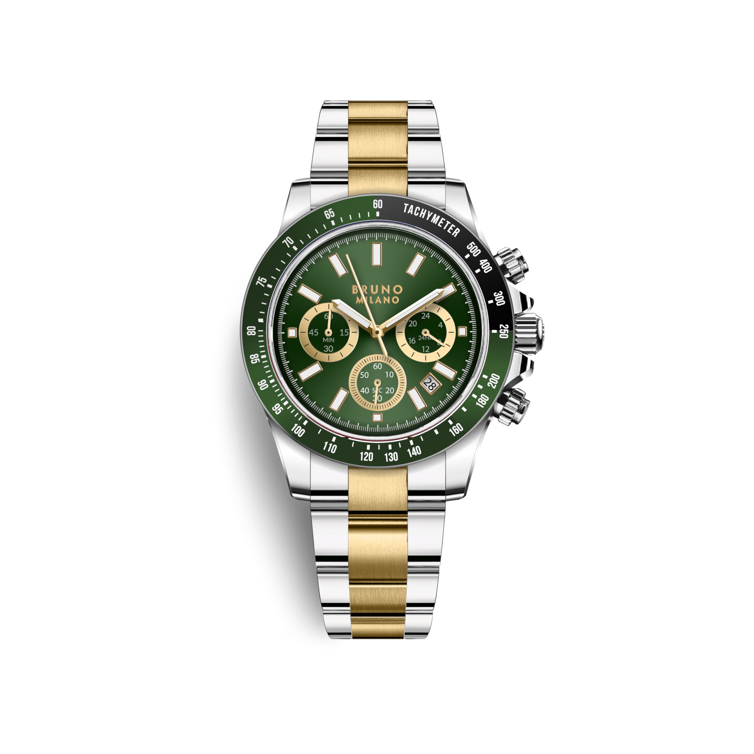BRUNO MILANO Luxury Fashion Watch for Men Dual Tone Quartz Stainless S