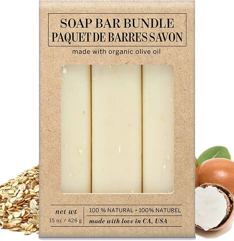 Olivia Care Sabonete em Barra Esfoliante de Aveia e Manteiga de Karité com Azeite de Oliva, Pacote com 3