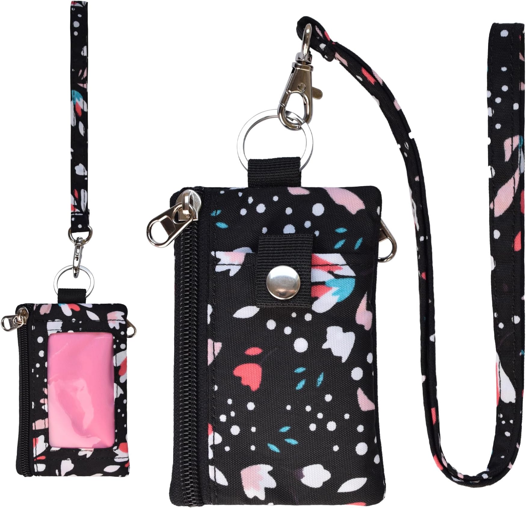 CHENSPRXSmall Lanyard Wallet for Women with RFID Blocking,ID Holder,Keychain - Zip ID Card Case and Coin Purse for Travel and Daily Use (T008)
