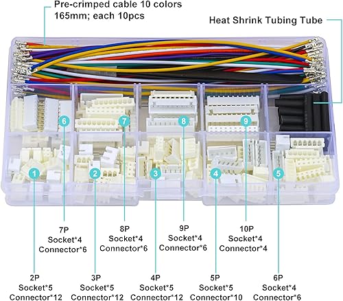 Miniatura 2 de XH - Kit de conectores JST de 0.100 in con cables preprensados, cable de 2345678910 pines de vivienda JST adaptador de cable conector conector de