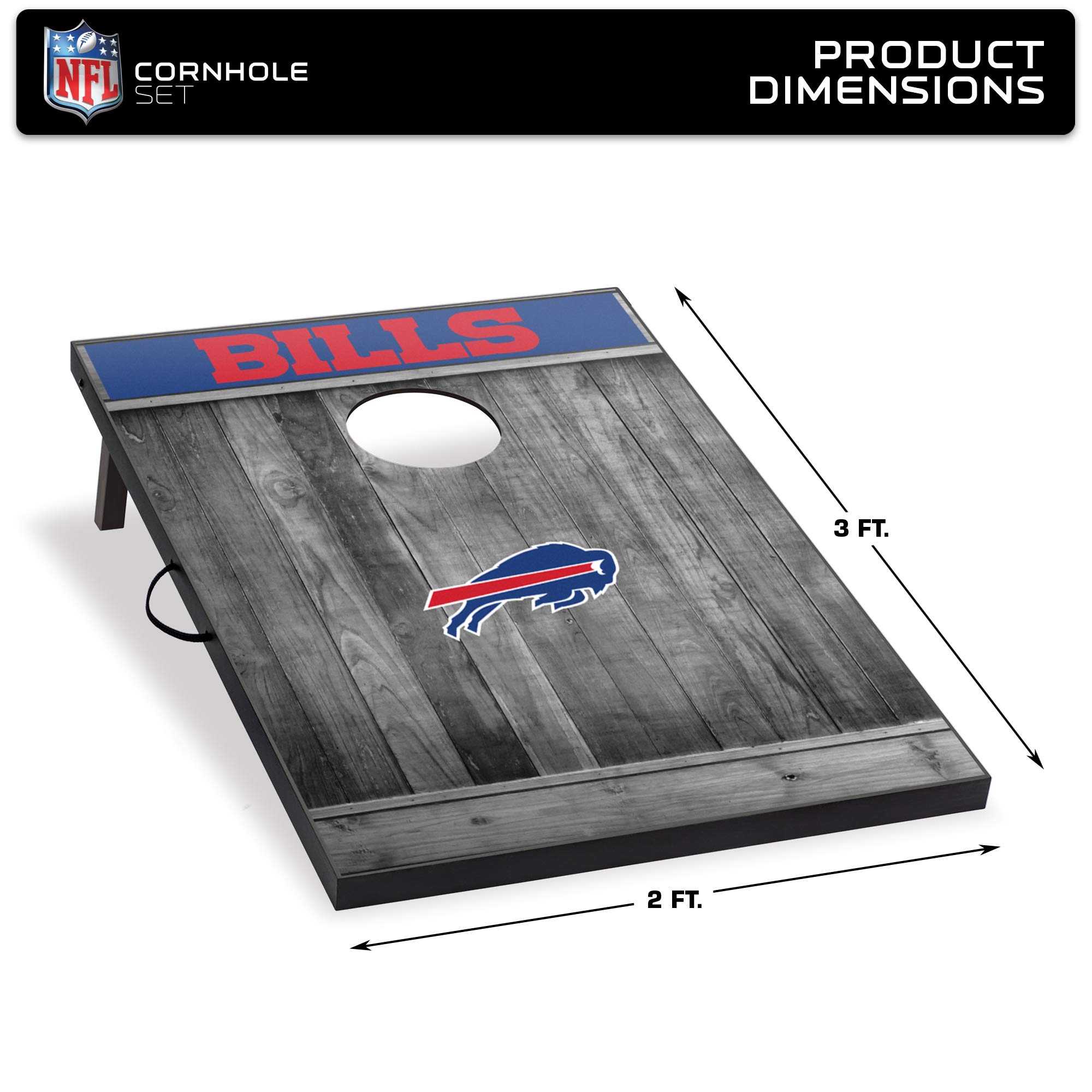Wild Sports 2'x3' MDF Wood NFL Buffalo Bills Cornhole Set - Grey Wood Design