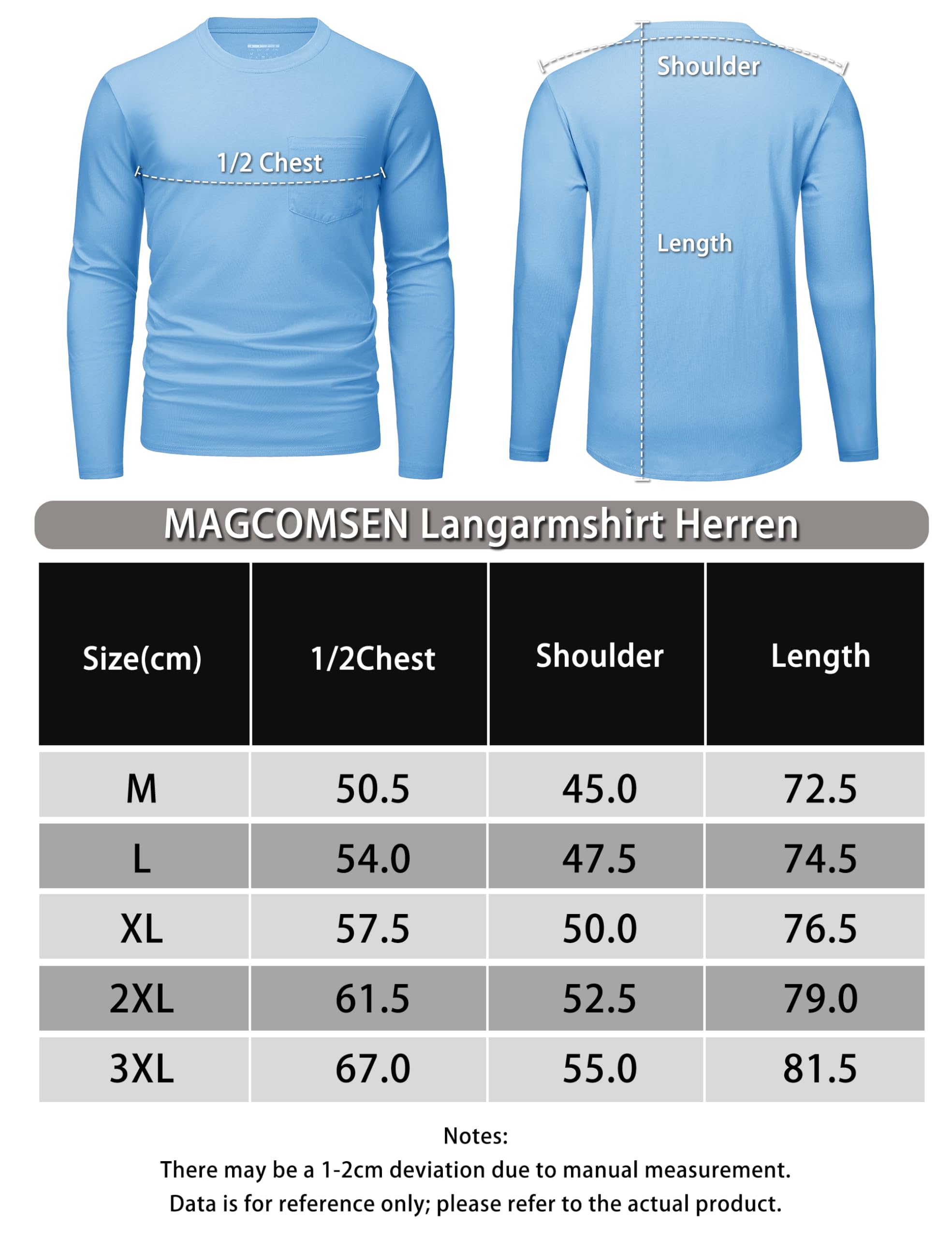 MAGCOMSEN T-Shirt à Manches Longues pour Homme Col Rond Manches Longues Simple et Confortable Fonctionnel léger Haut avec Poche