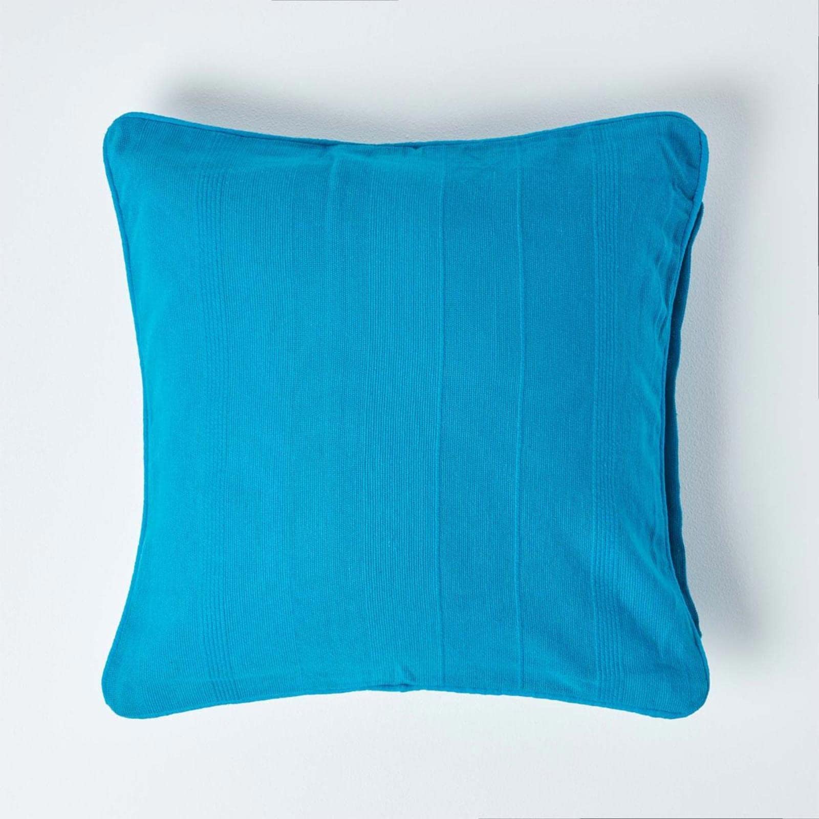 HOMESCAPES Rajput Ribbed Cushion Cover 18 x 18 Inches (45 x 45cm) Teal 100% Cotton Coordinating with Rajput Throws and Curtains Easy care Washable at home