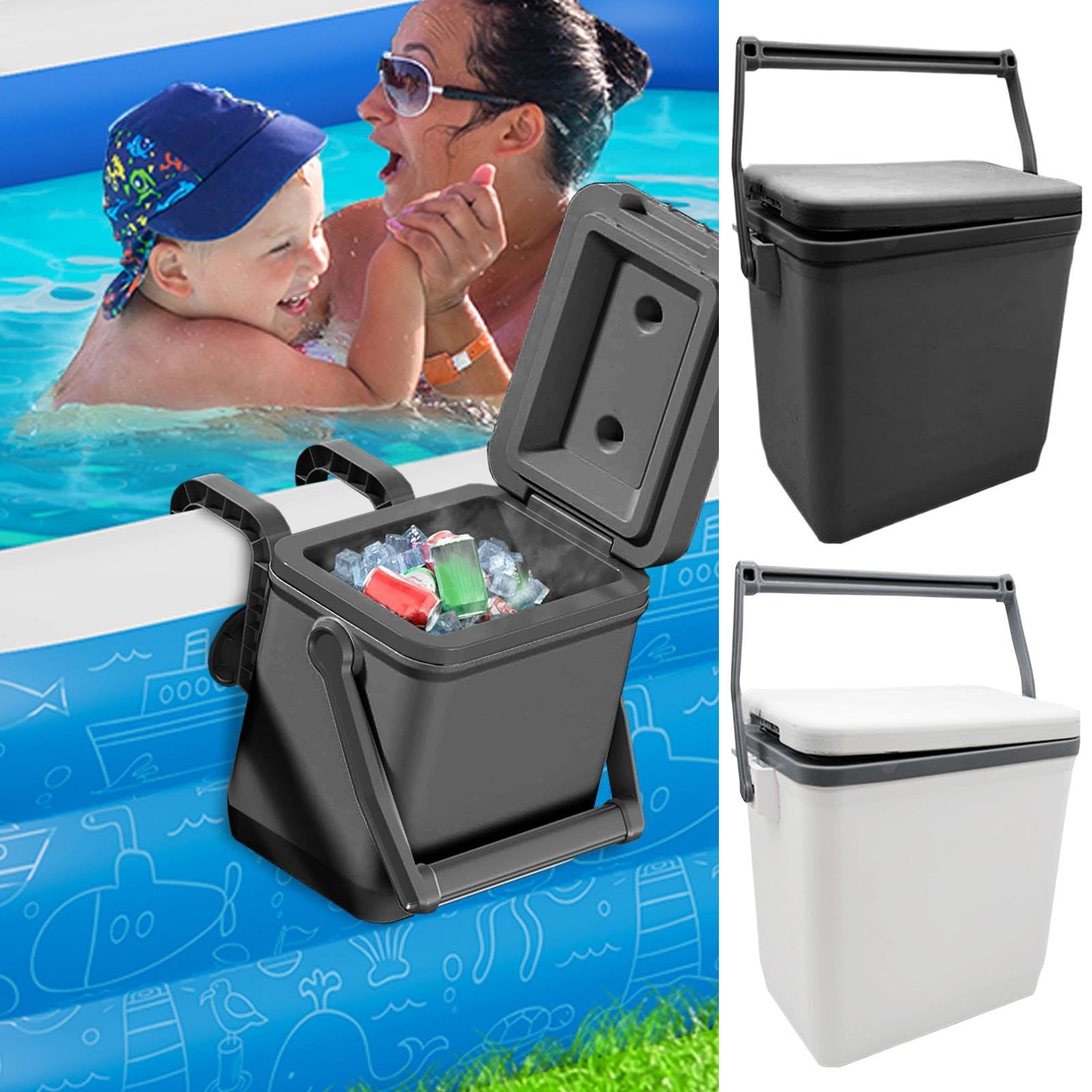 Pool-Cooler wasserdichte, Auslaufsichere, Isolierte Getränke-Kühlbox | Tragbarer Poolkühler für oberirdische Schwimmbecken und Aufstellpools Spa-Zubehör Hartschale Schwimmbad Outdoor-Party Garten