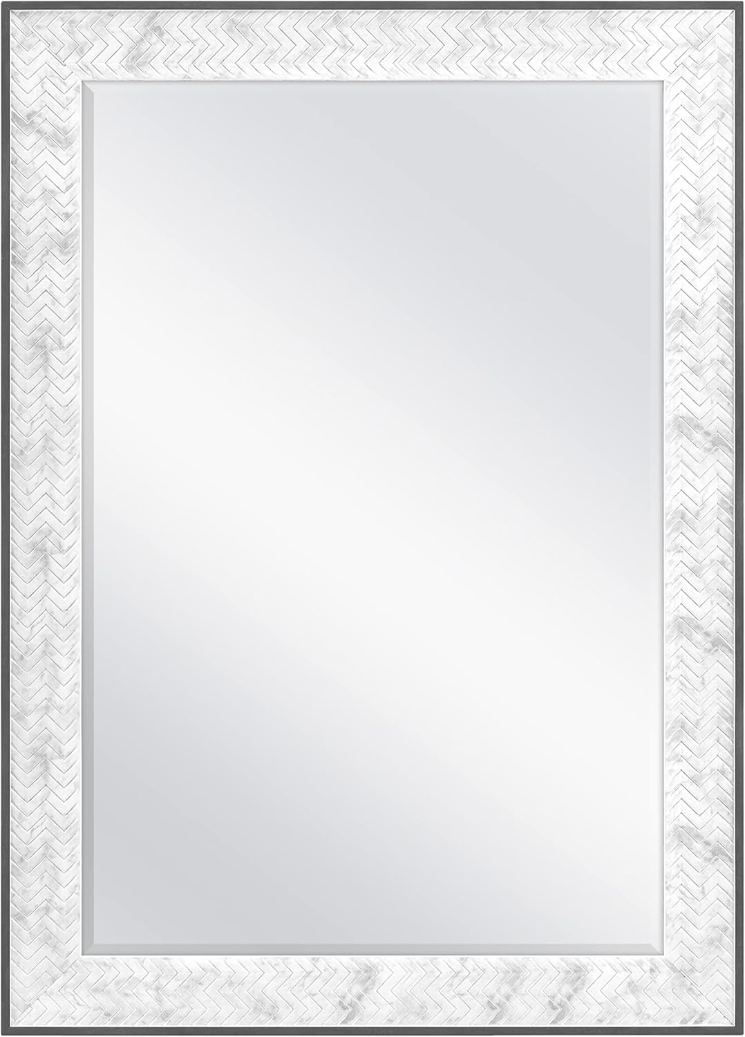 MCS Wall Mount 24x36 Inch Chevron, 30x42 Overall Size, Marble Mirror, 30 x 42 Inch, Marble 42"L x 30"W Chevron