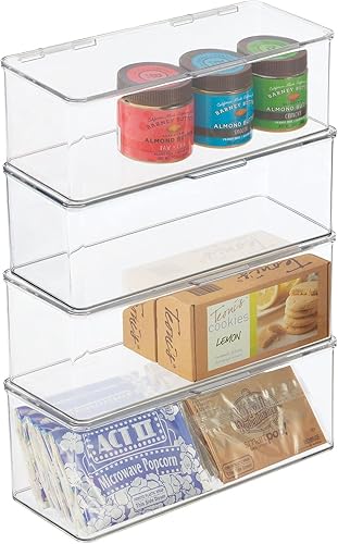 mDesign caja de almacenamiento para alimentos con tapa, de plástico transparente, 4unidades