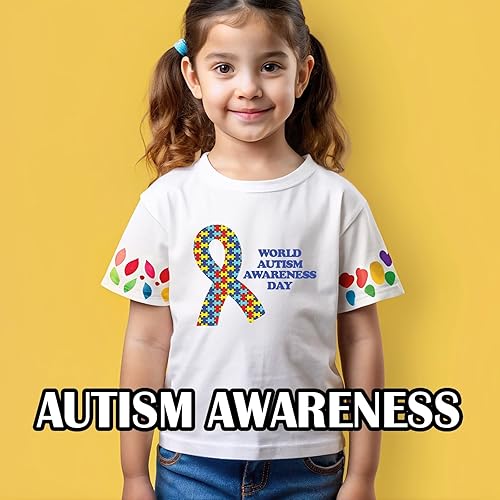 Miniatura 2 de HTV4U Vinilo de transferencia de calor fácil con estampado de conciencia sobre el autismo (rompecabezas de autismo, 13.5 pulgadas x 3 yardas),