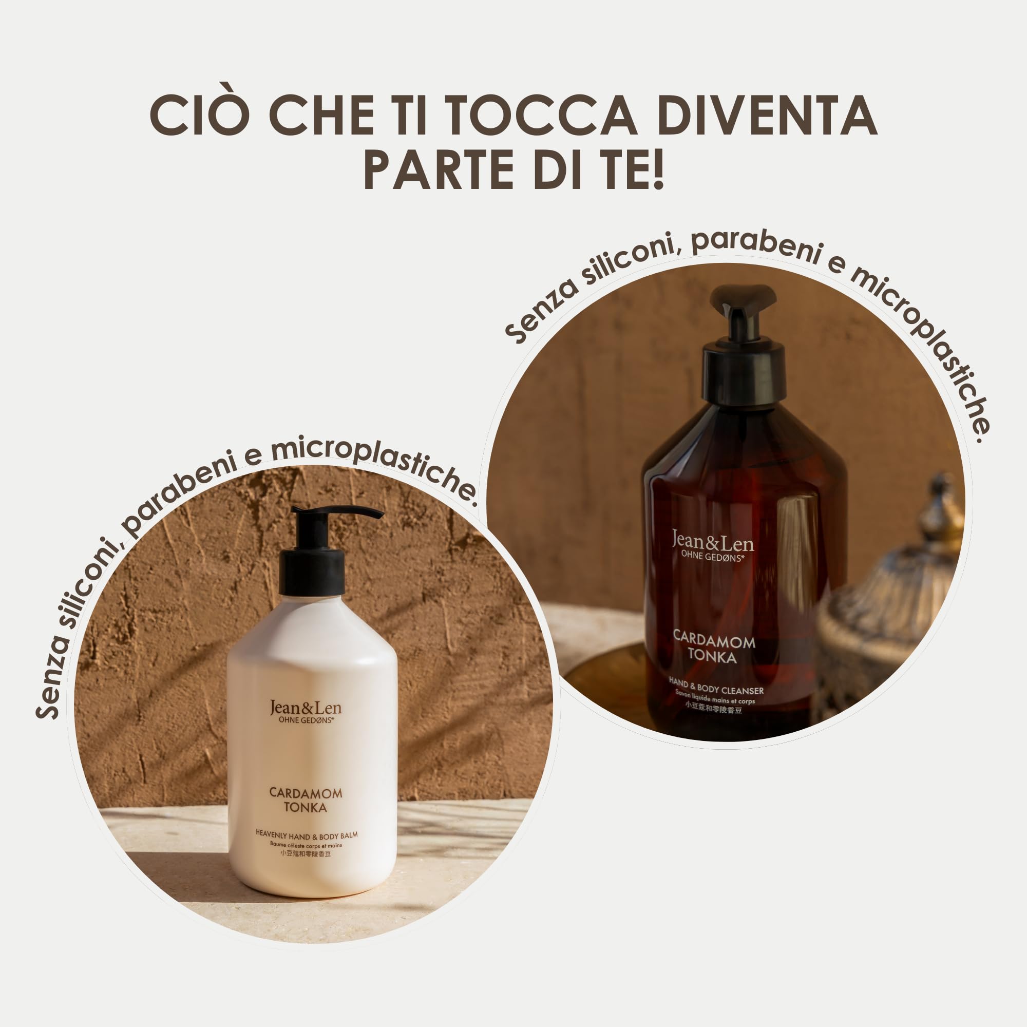 Jean & Len Body Ceremony Cardamom & Tonka, con mano & Body Cleanser e balsamo per mano e corpo, confezione regalo di alta qualità, profumo delicato e speziato, confezione certificata FSC, set regalo