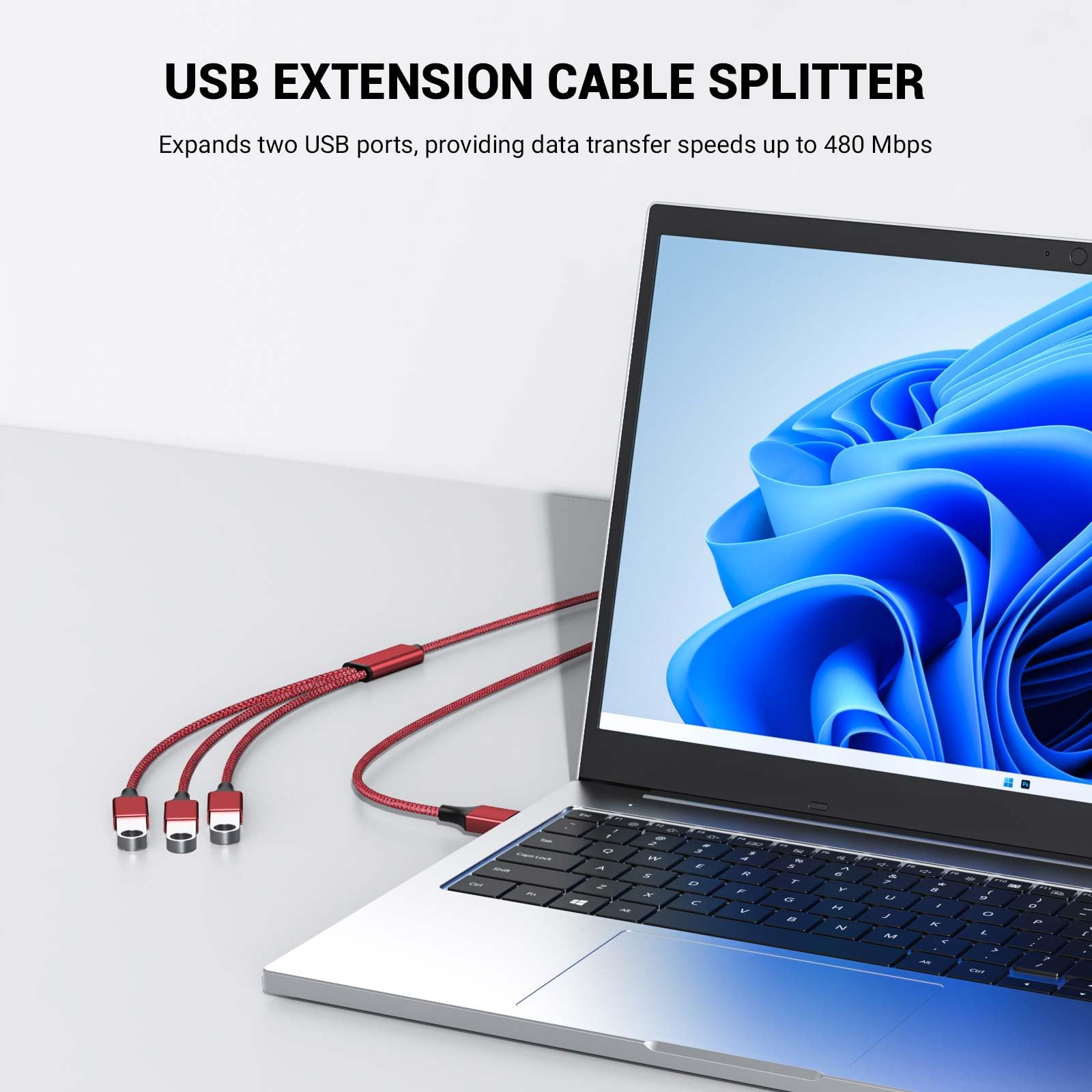 Répartiteur USB 3 en 1, câble d'extension mâle A vers 3 femelles, répartiteur USB Y prend en charge le chargement et le transfert de données pour TV/PC/ordinateur portable/MacBook/clavier/PS4