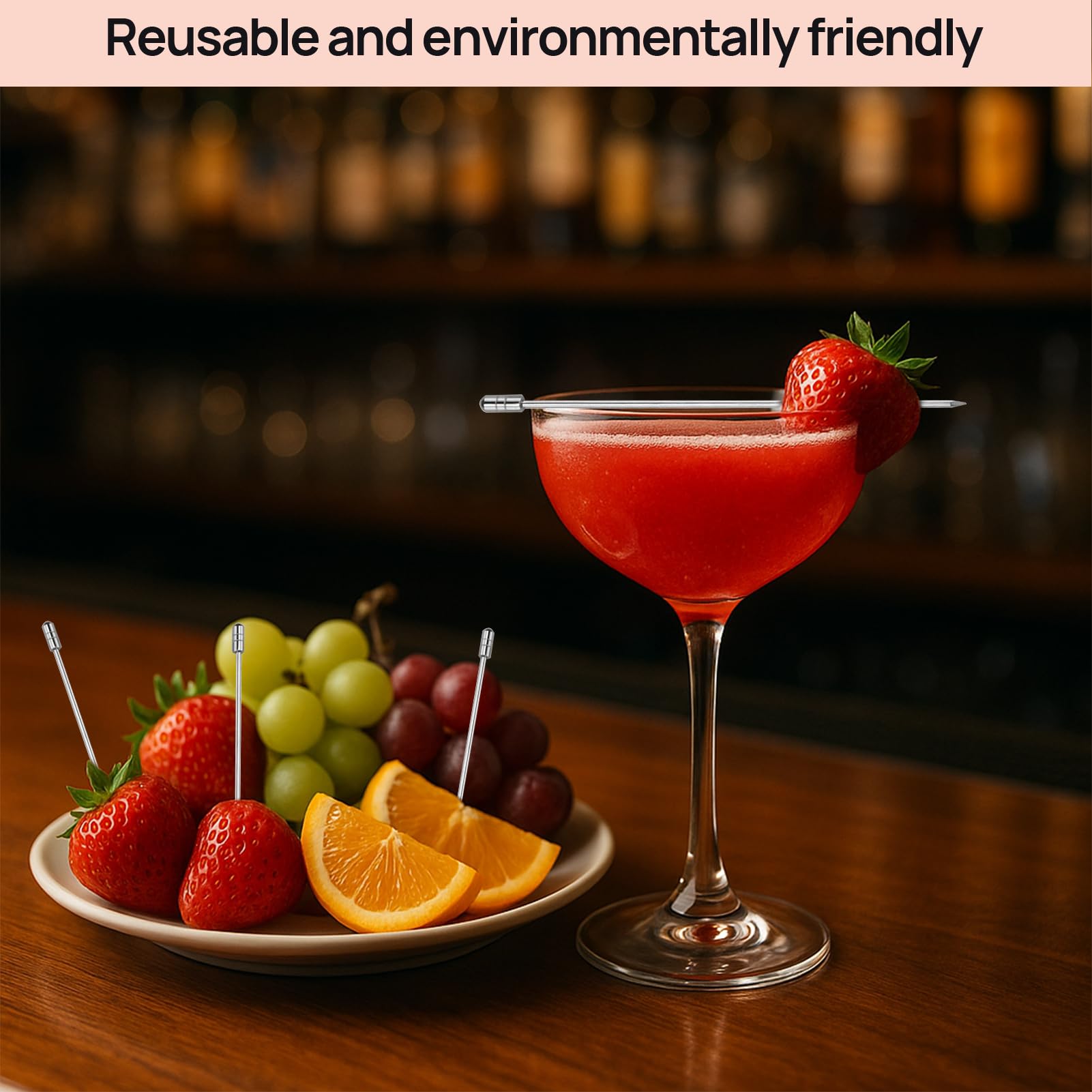 Bastoncini Da Cocktail In Acciaio Inox - Set Di 12 Spiedini Riutilizzabili Per Frutta, Snack E Aperitivi