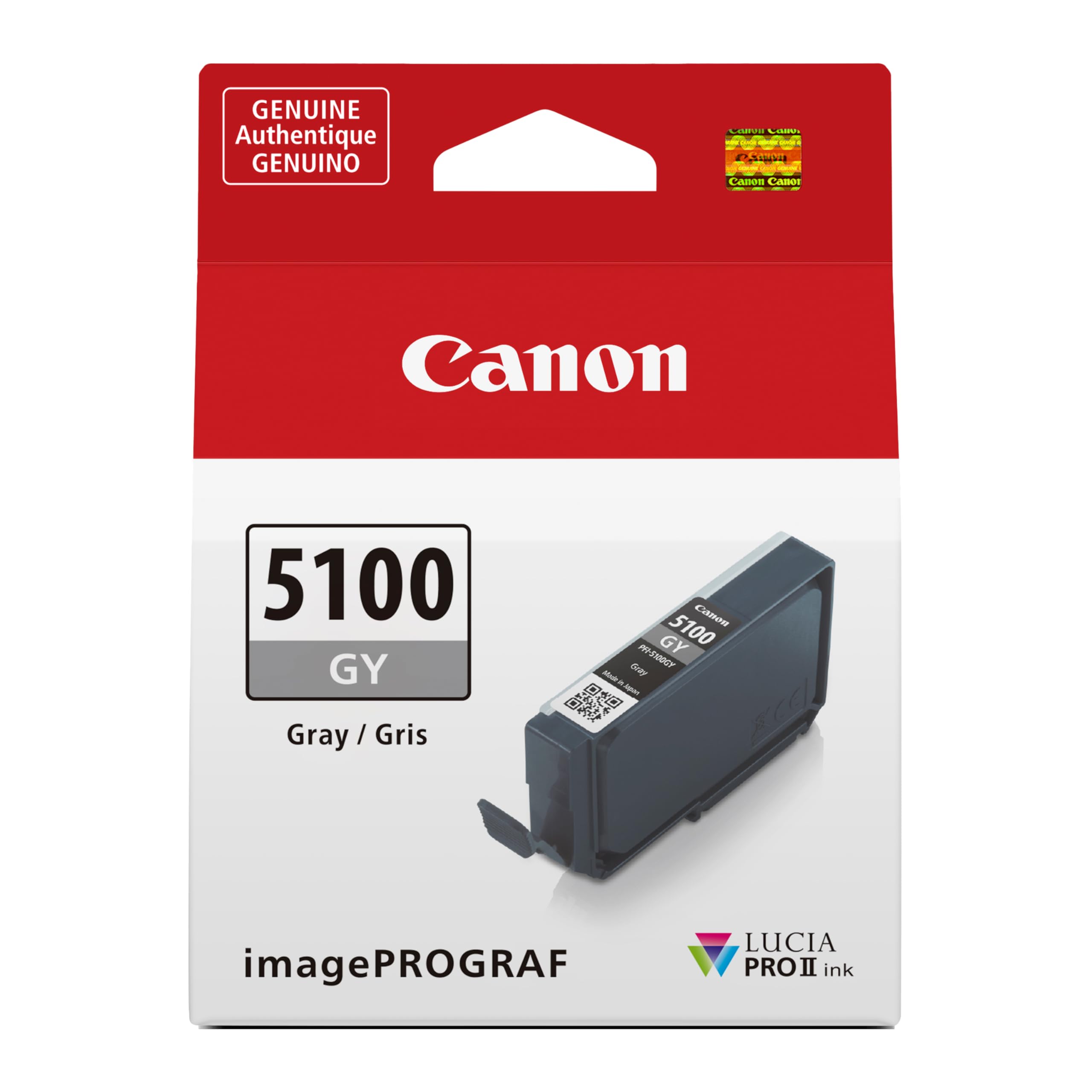 Canon PFI-5100 Genuine Gray Ink Tank, Compatible with ImagePROGRAF PRO-310 Printers