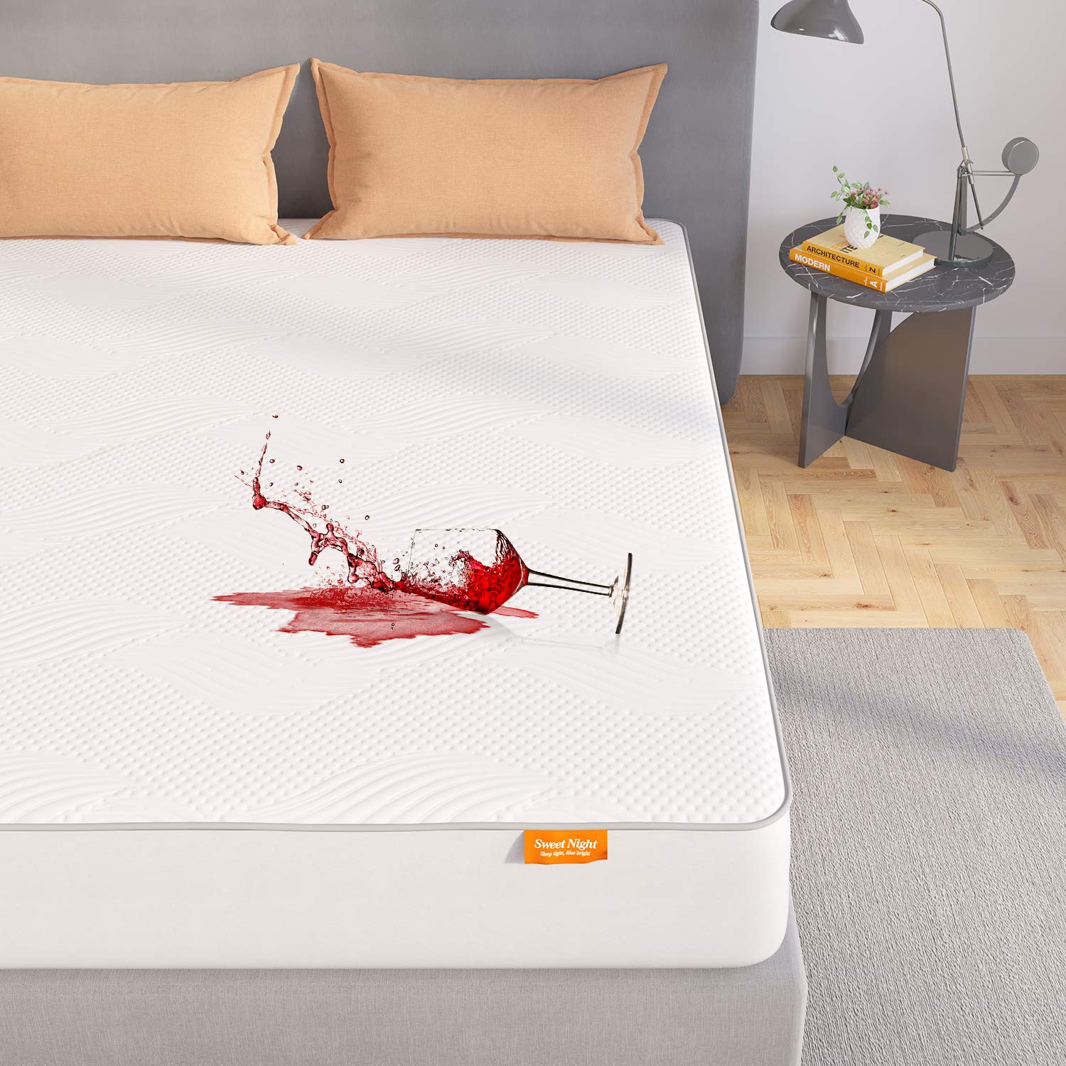 Sweetnight Mattress Protector Queen, Waterproof Protection Against Wetting or Stain Resistant, Breathable Bamboo Mattress Protector for Noiseless Sleep, Fitted 8"-18" Deep & Easy Care, Queen Size