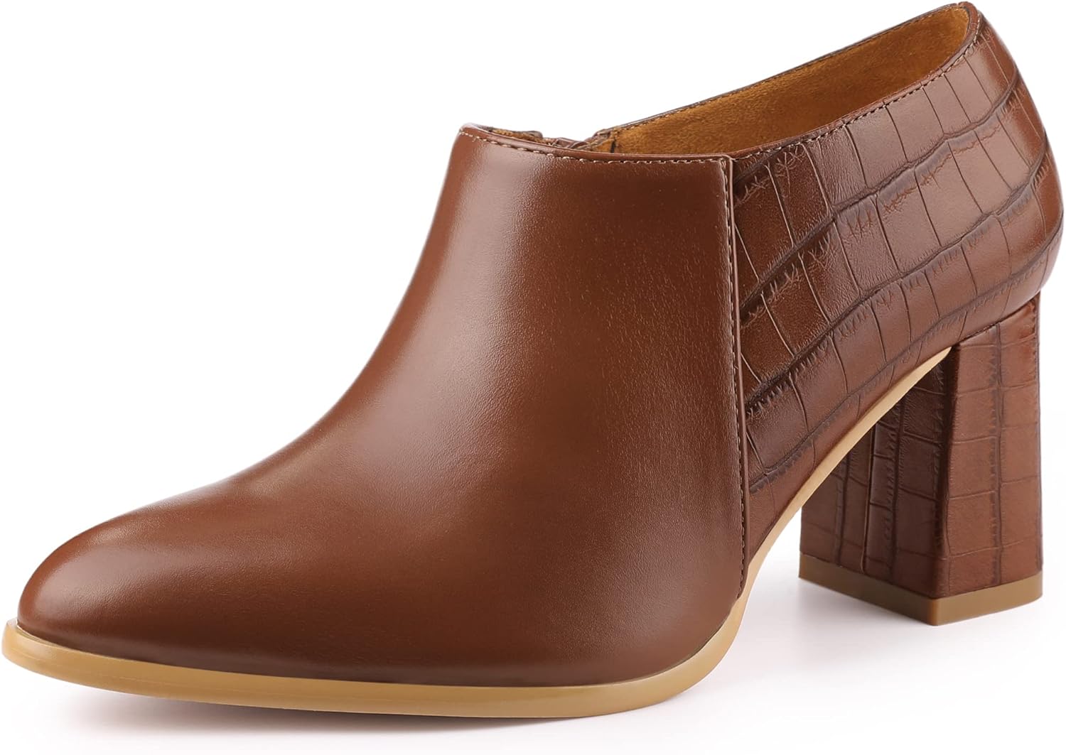 Allegra K Women's Heel Boots Pointed Toe Chunky Heels Ankle Booties