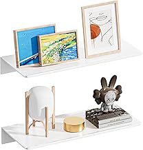 2-Piece Metal Wall Shelf No Drilling, Rust-Resistant Aluminium Floating Shelf, Wall Shelf for Living Room, Bedroom, Bathroom (30 cm, White)