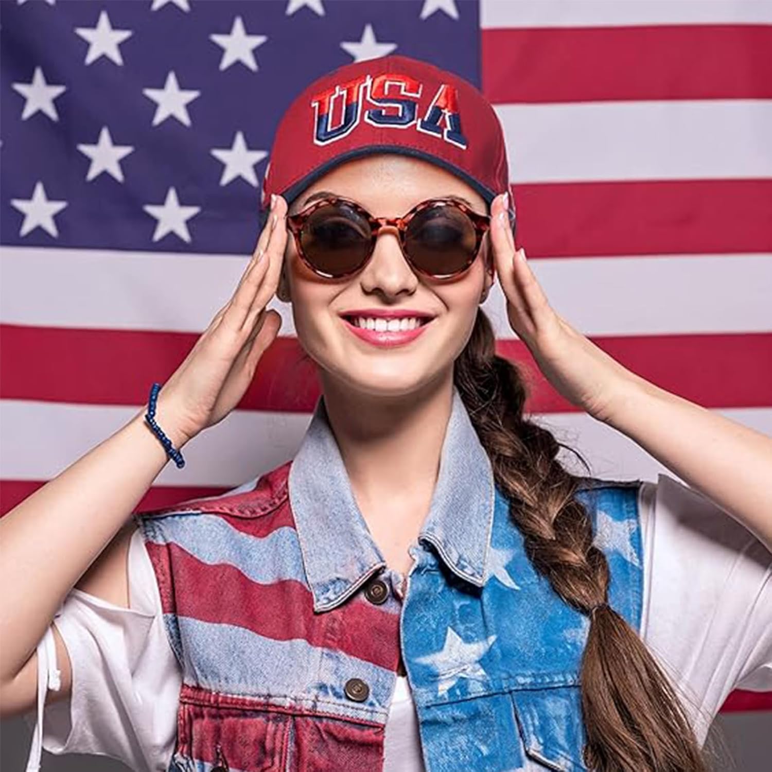 4 Pack American Flag Hat Embroidered USA Baseball Cap for Men Women - Image 3