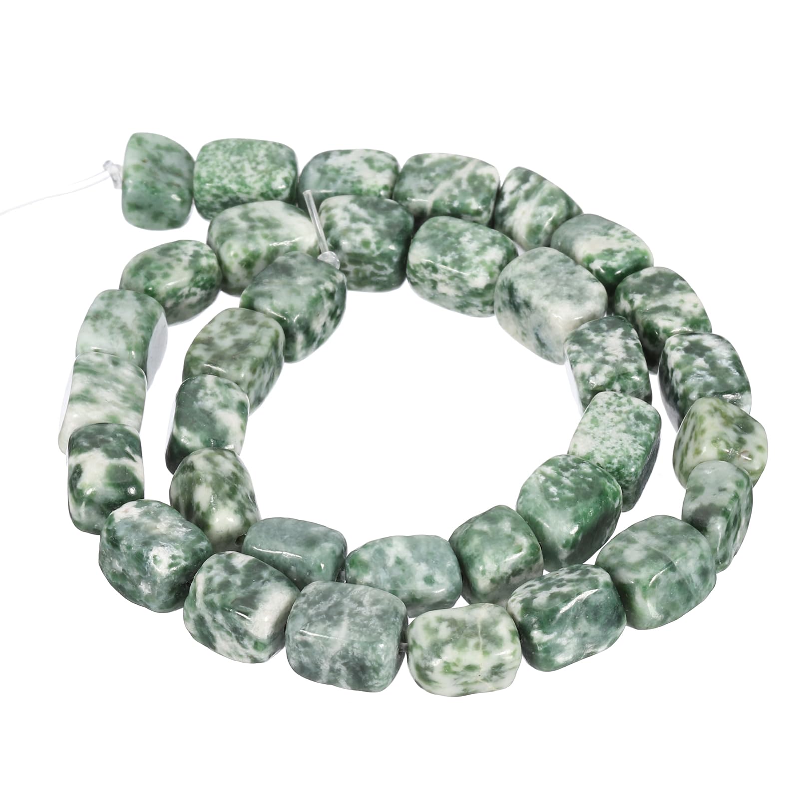 PATIKIL 12x8mm Natural Stone Green White Crystal Agate Beads for Jewelry Making 1 Strand 15"/38cm Cuboid Loose Spacer Beads
