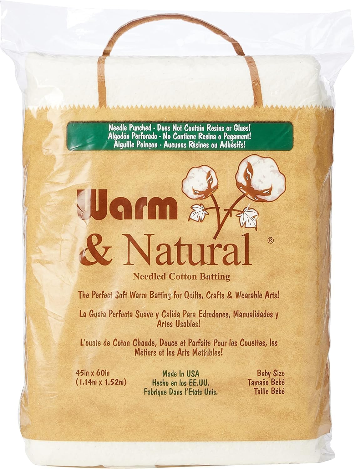 Warm & Natural Cotton Quilt Batting – Baby Size 45" x 60" – Premium Quilt & Craft Batting for Sewing & Quilting Projects