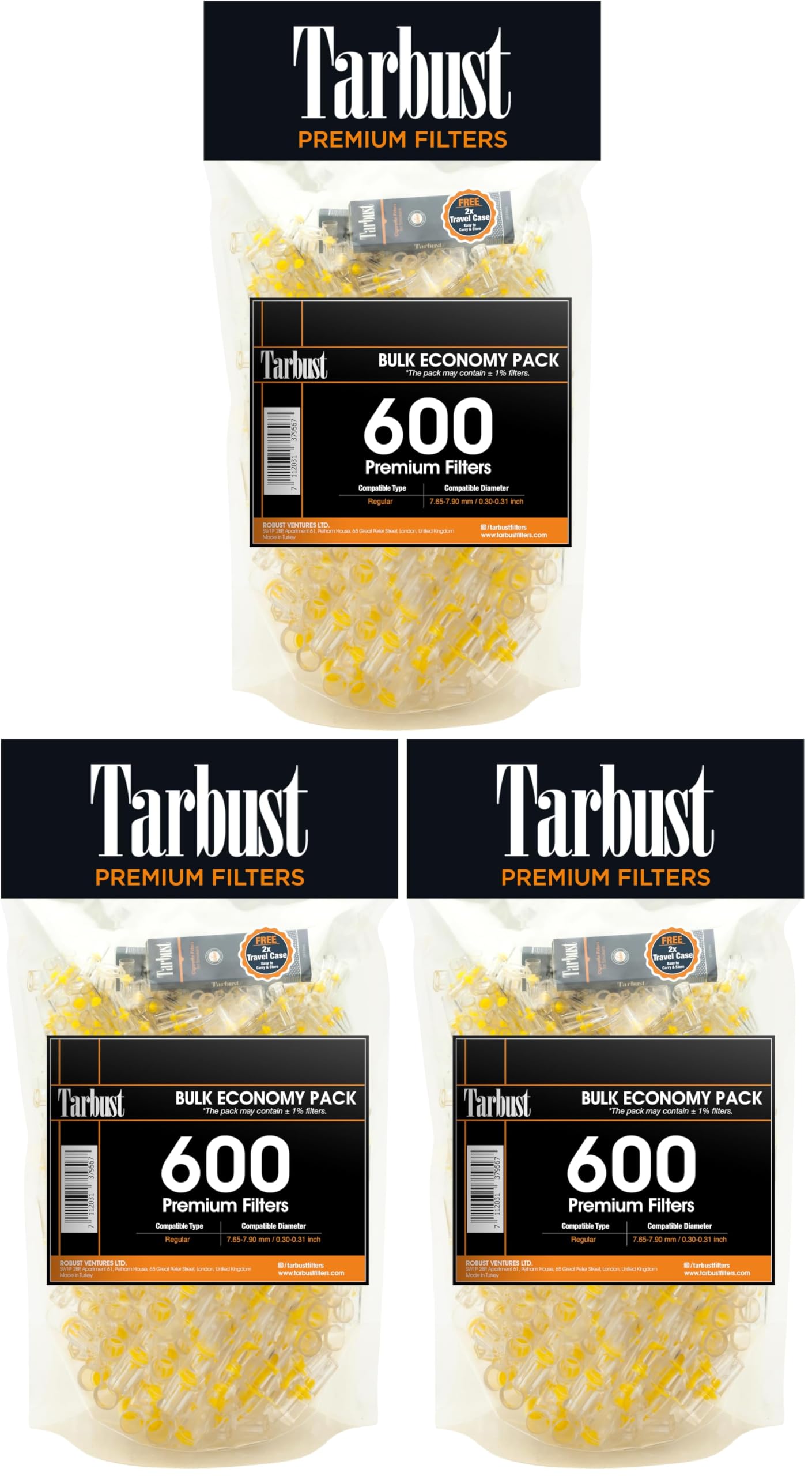 Tarbust 600 Cigarette Filters that Remove Tar and Chemicals, Reusable Filter Tips, Tar Blockers, Smart Filters for Cigarettes Tips, Regular &amp; King Size (Pack of 3)