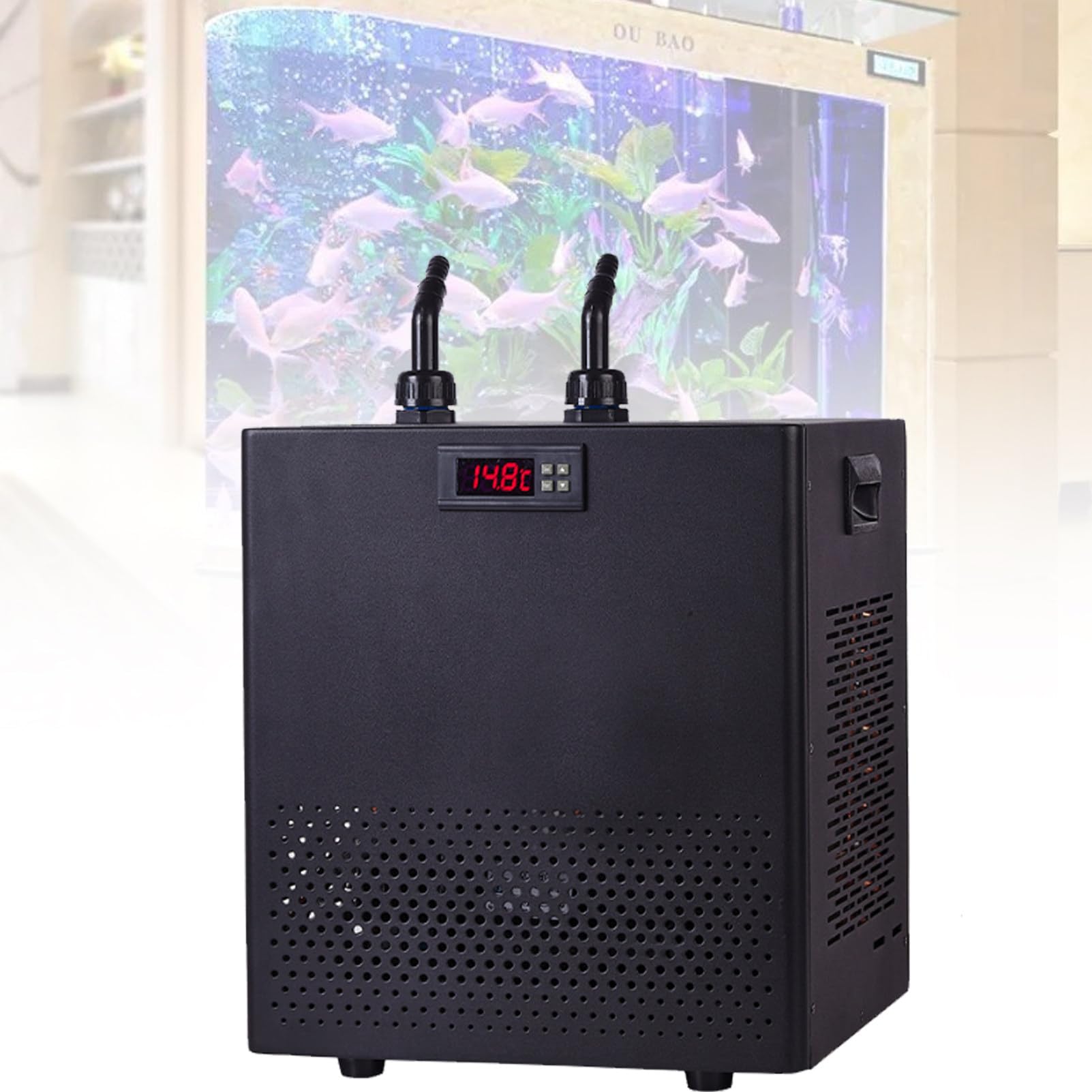 Enfriador de Acuario, Enfriador electrónico de semiconductores, Sistemas de refrigeración para acuarios, con Bomba y filtros, para acuarios de Agua Dulce y Salada. 300L