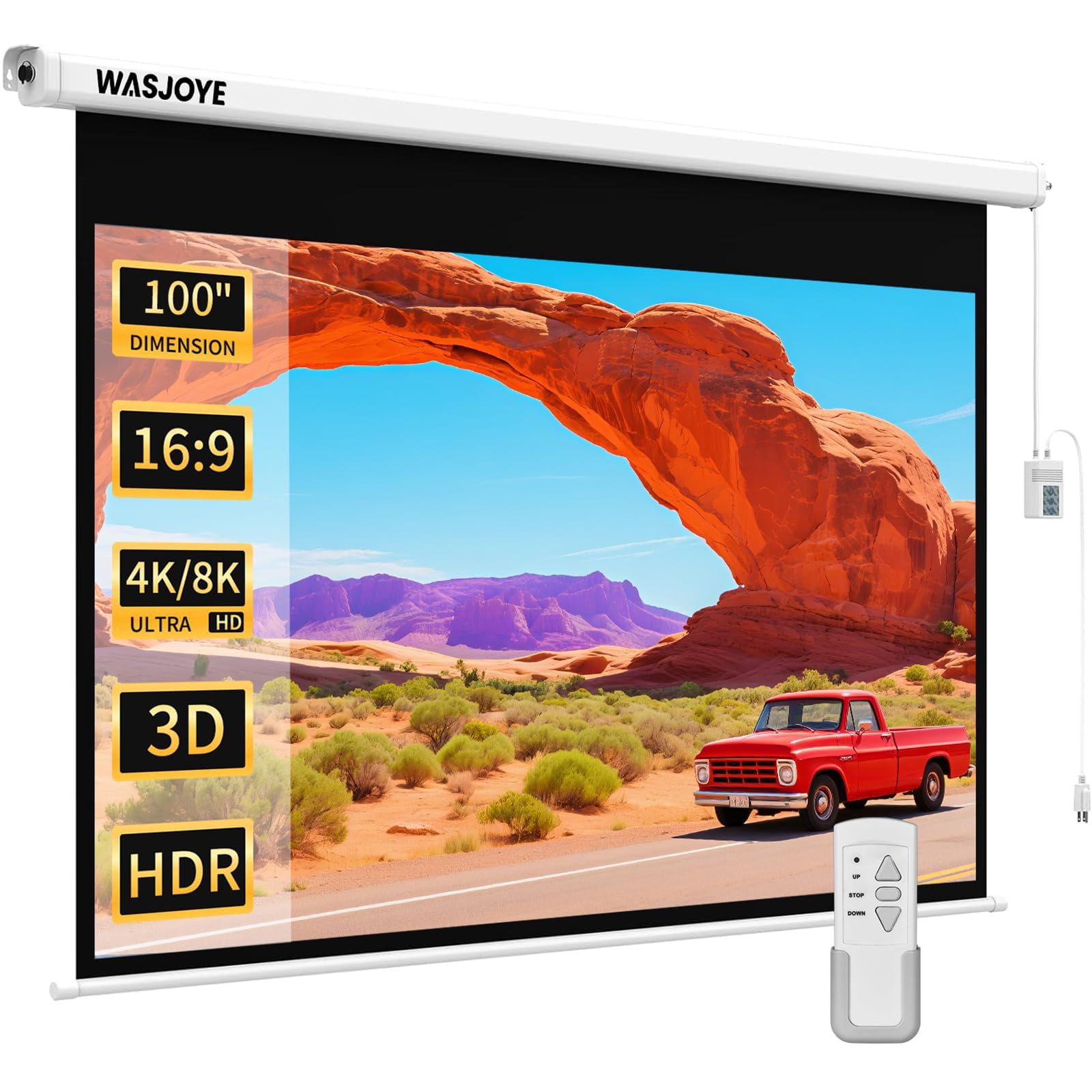 WASJOYE 100-inch Motorised Projector Screen